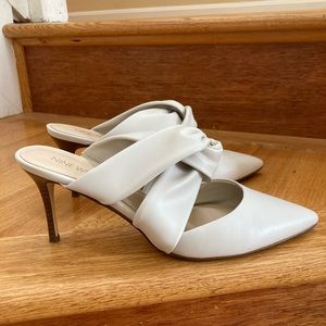 White leather mules